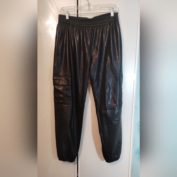 Generation  love Vegan Leather Elastic Weist Pants Womens Sz L - Picture 2 of 4